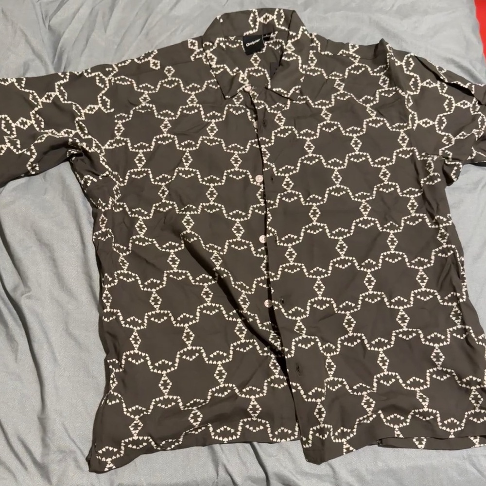 Only Ny hearts rayon camp shirt